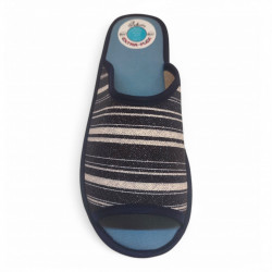 Zapatillas casa rayas hombre EXTRA-FLEX abiertas marino-2