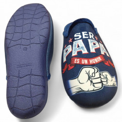 Zapatillas casa Ser Papa es un Honor en azul divertidas-3