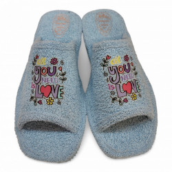 Zapatillas casa verano divertidas y económicas toalla celeste