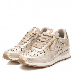 Zapatillas casuales en oro con cremallera para vestir y diario-2