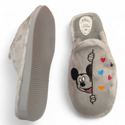 Zapatillas de casa divertidas en rebajas con Mickey y Minnie en gris muy ligeras-2