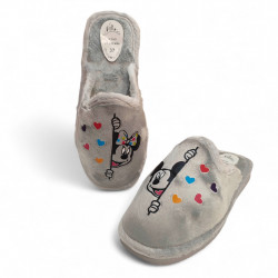 Zapatillas de casa divertidas en rebajas con Mickey y Minnie en gris muy ligeras-3