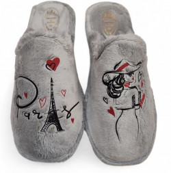 Zapatillas de casa Torre Eiffel para mujer en gris-2
