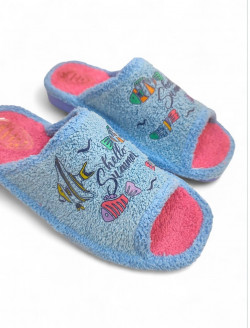 Zapatillas de casa verano divertidas pececitos celeste-1