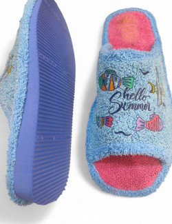 Zapatillas de casa verano divertidas pececitos celeste-3