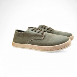Zapatillas de lona suela esparto atadas verde-1