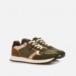 Zapatillas Mustang kaky con cremallera lateral