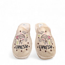 Zapatillas para casa divertidas de mujer café Espresso beige-3