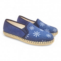 Zapatillas planas de verano con suela de esparto azul marino-1