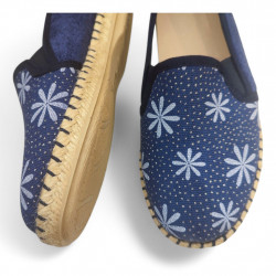 Zapatillas planas de verano con suela de esparto azul marino-2