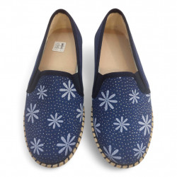 Zapatillas planas de verano con suela de esparto azul marino-3
