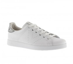 Zapatillas Victoria Blanco y Glitter antracita piel