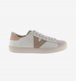 Zapatillas Victoria con V en piel y ante rosa cuarzo-2