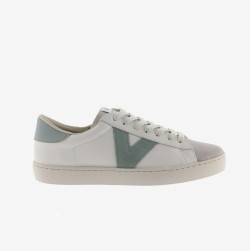 Zapatillas Victoria con V en piel y ante verde jade-2