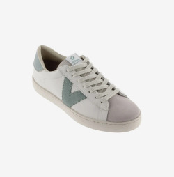 Zapatillas Victoria con V en piel y ante verde jade-3