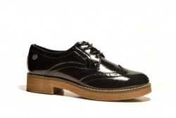 Zapato atado oxford Refresh charol negro-1