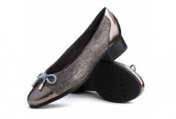 Zapato corte salón Pitillos tacón bajo piel humo gris-2
