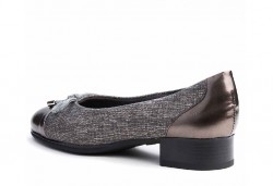 Zapato corte salón Pitillos tacón bajo piel humo gris-3