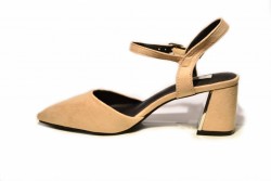 Zapato vestir rosa tacón bajo ancho con punta cerrada-3