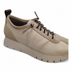 Zapatos casual cordon elástico beige-3