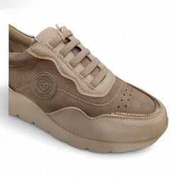 Zapatos deportivos Amarpies cordones elásticos crema-2
