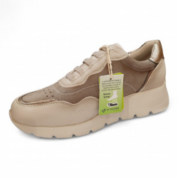 Zapatos deportivos Amarpies cordones elásticos crema-3