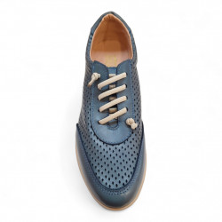 Zapatos picados para verano en azul con goma elástica-2