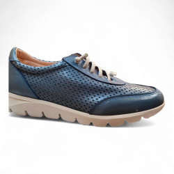 Zapatos picados para verano en azul con goma elástica-3