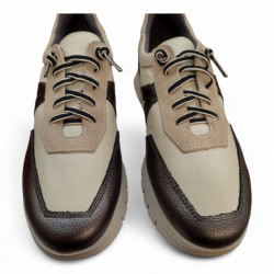 Zapatos piel beige sport cordones elásticos Puche-3