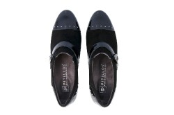 Zapatos Pitillos con tacón ante y charol negro-2