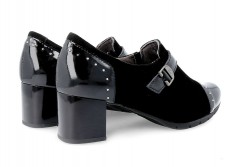Zapatos Pitillos con tacón ante y charol negro-3