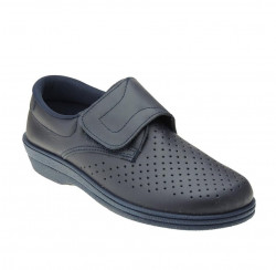 Zueco Cerrado Velcro Azul Marino Piel -1