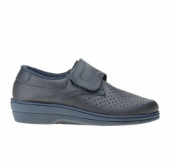 Zueco Cerrado Velcro Azul Marino Piel -2