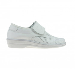 Zueco Piel Cerrado Velcro Blanco Piel -2