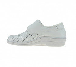 Zueco Piel Cerrado Velcro Blanco Piel -3