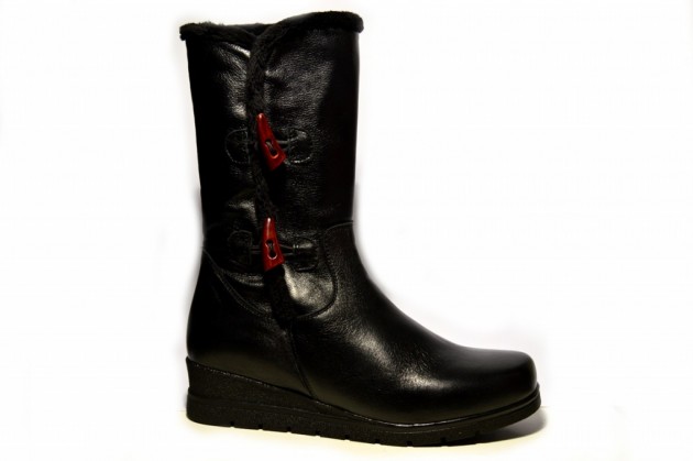 Bota de piel Valerias cuña negro-1