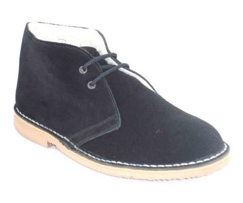 Botín safari unisex piel serraje borreguillo negro-1