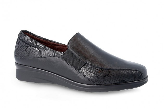 Mocasines Pitillos piel y licra negro-1