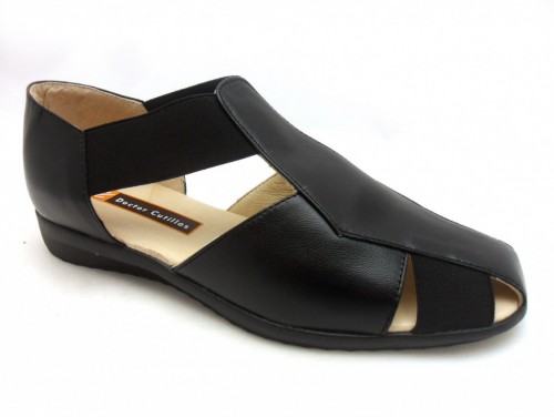 Sandalia Doctor Cutillas Elásticos Piel Negro-1