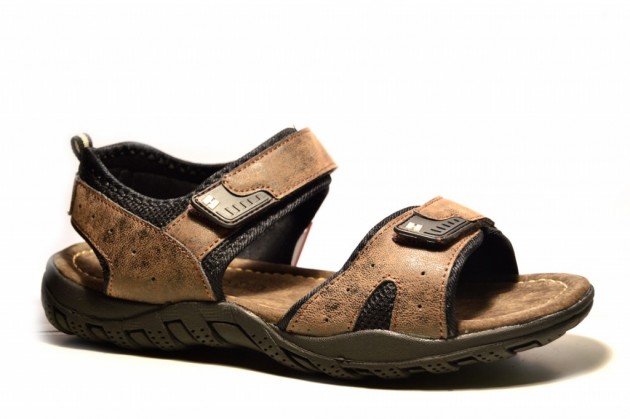 Sandalia hombre velcros planta piel marrón-1