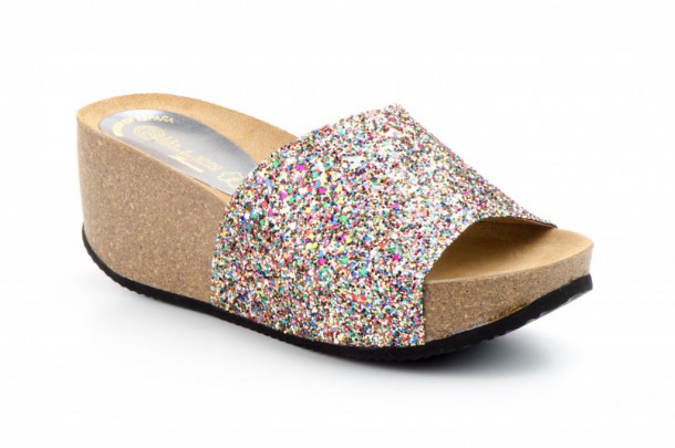 Sandalia Pala cuña corcho piel glitter multicolor-1