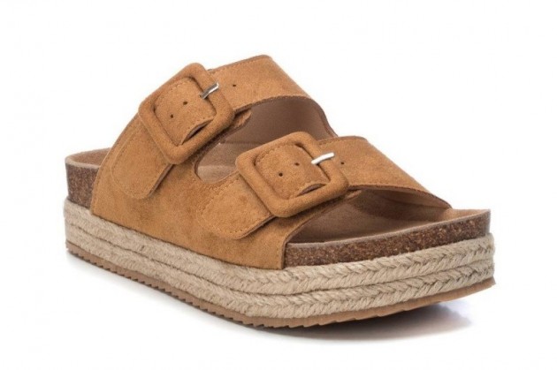 Sandalia plataforma hebillas Refresh marrón camel-1