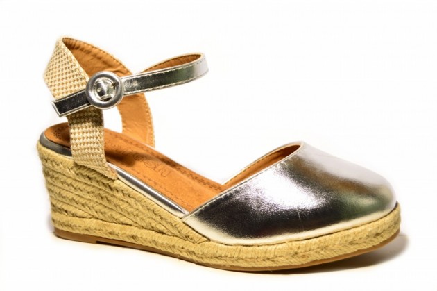 Sandalia yute cuña Refresh plata-1