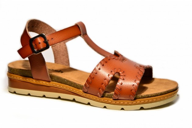 Sandalias cuña baja Refresh camel-1