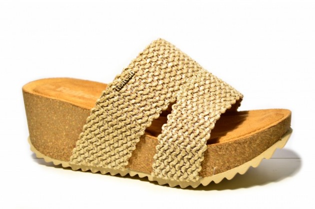 Sandalias cuña tiras Refresh beige-1