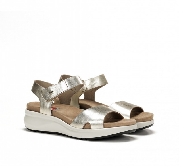 Sandalias Fluchos mujer Yagon platino oro-1