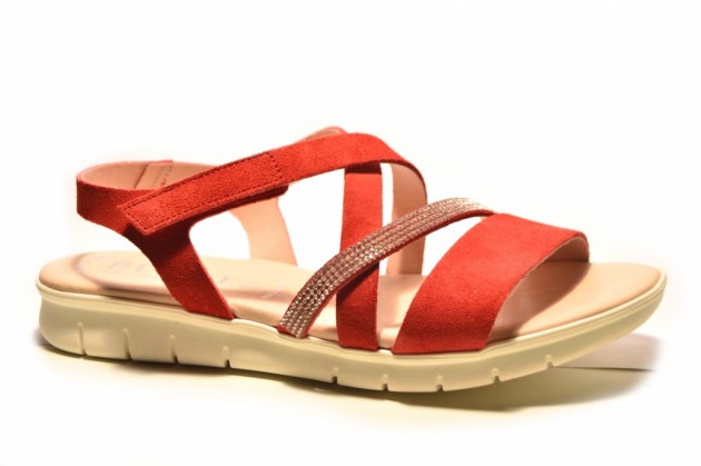 Sandalias tiras Puche piel rojo-1