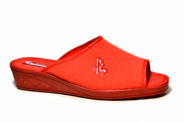Zapatilla casa abierta cuña media Andinas rojo-1