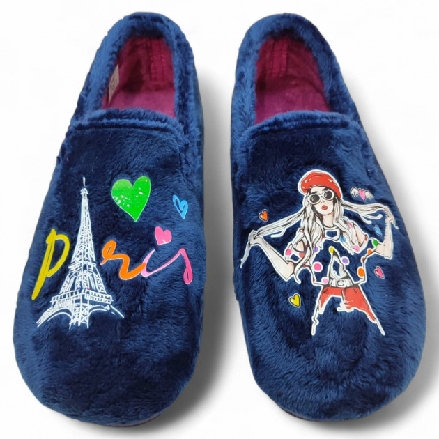 Zapatillas casa cerradas mujer graciosas azules-1