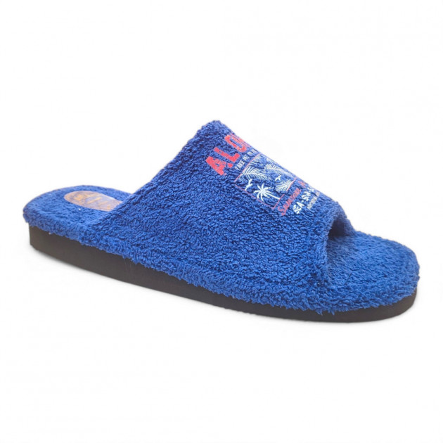 Zapatillas casa de hombre para verano tipo toalla económicas azul-1